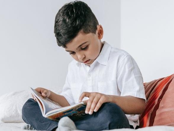 Boy reading book